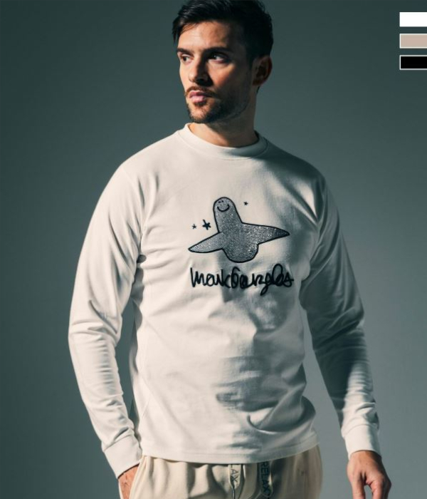 1PIU1UGUALE3 RELAX × Mark Gonzales ウノピゥウノウグァーレトレ リラックス ラインストーンTシャツ メンズ ロンT 長袖 カットソー カジュアル スポーツ | 1PIU1UGUALE3 RELAX