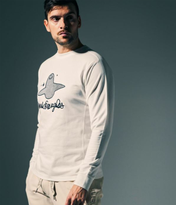 1PIU1UGUALE3 RELAX × Mark Gonzales ウノピゥウノウグァーレトレ リラックス ラインストーンTシャツ メンズ ロンT 長袖 カットソー カジュアル スポーツ | 1PIU1UGUALE3 RELAX | 04