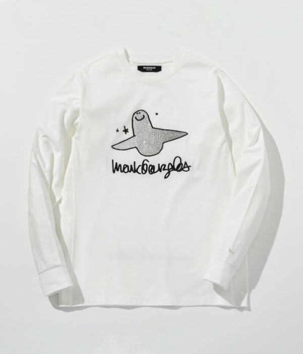 1PIU1UGUALE3 RELAX × Mark Gonzales ウノピゥウノウグァーレトレ リラックス ラインストーンTシャツ メンズ ロンT 長袖 カットソー カジュアル スポーツ | 1PIU1UGUALE3 RELAX | 01