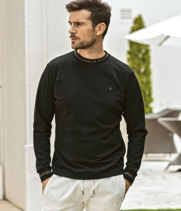 1PIU1UGUALE3 RELAX ウノピゥウノウグァーレトレ リラックス グロッシー刺繍ネックロゴTシャツ メンズ ロンT 長袖 カットソー カジュアル スポーツ | 1PIU1UGUALE3 RELAX | 03