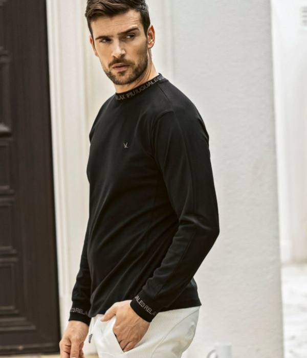 1PIU1UGUALE3 RELAX ウノピゥウノウグァーレトレ リラックス グロッシー刺繍ネックロゴTシャツ メンズ ロンT 長袖 カットソー カジュアル スポーツ | 1PIU1UGUALE3 RELAX | 04