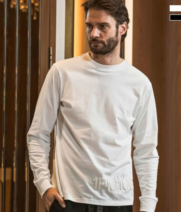 1PIU1UGUALE3 RELAX ウノピゥウノウグァーレトレ リラックス ハンドライクエンボスロゴTシャツ メンズ ロンT 長袖 カットソー カジュアル スポーツ | 1PIU1UGUALE3 RELAX