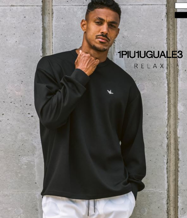 1PIU1UGUALE3 RELAX ウノピゥウノウグァーレトレ リラックス レーヨンブレンドドローコードTシャツ メンズ 長袖 ロンT カットソー カジュアル スポーツ シンプル | 1PIU1UGUALE3 RELAX