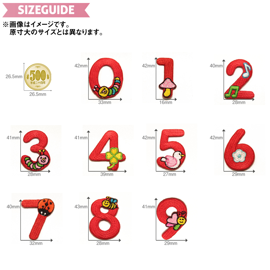 おなまえワッペン 赤 数字