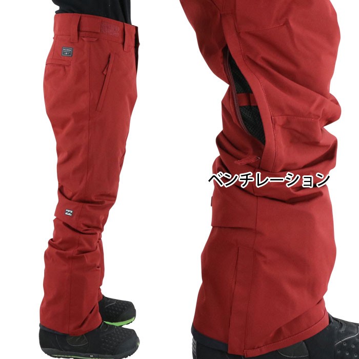 ビラボン スノーパンツ ボルドー 10K 細身 防水 無地 スノボウェア スノーウエア BILLABONG AH01M-705