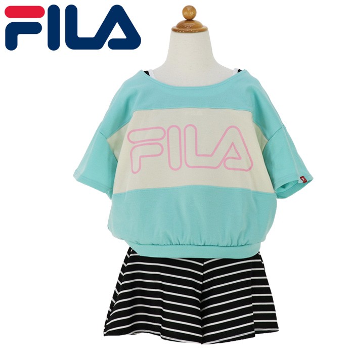フィラ ジュニア ガールズ 水着 2点セット 女の子 ワンピース× Tシャツ ミント