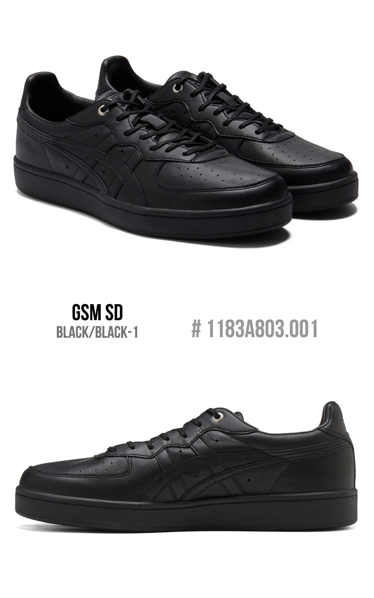 オニツカタイガー スニーカー ブラック 24cmレザー ロゴ付き 美品 Onitsuka Tiger（オニツカタイガー） ローカットスニーカー 24.5