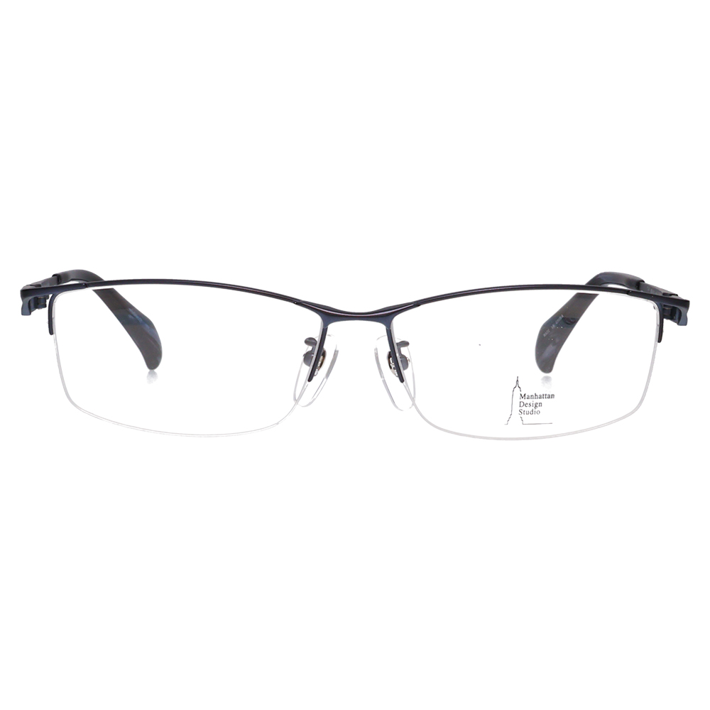 マンハッタンデザインスタジオ メガネフレーム MDS-518 2 60 Manhattan Design Studio 大きい ラージ ビッグ 大きめ メンズ チタン ナイロール ハーフリム 眼鏡 |  | 01