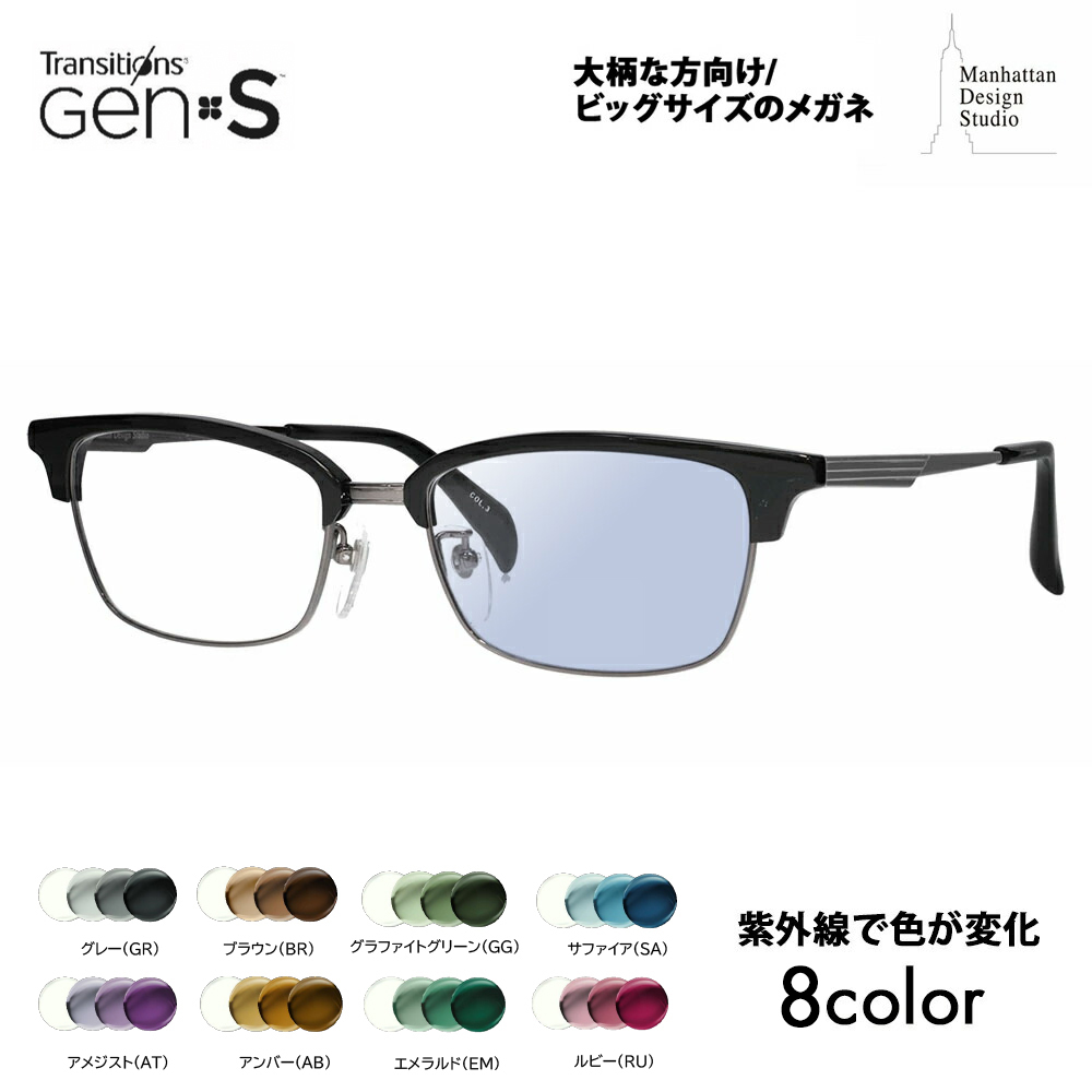 マンハッタンデザインスタジオ メガネフレーム サングラス 調光レンズセット MDS-523 3 58 大きい ビッグ ニコン トランジションズGEN S | 