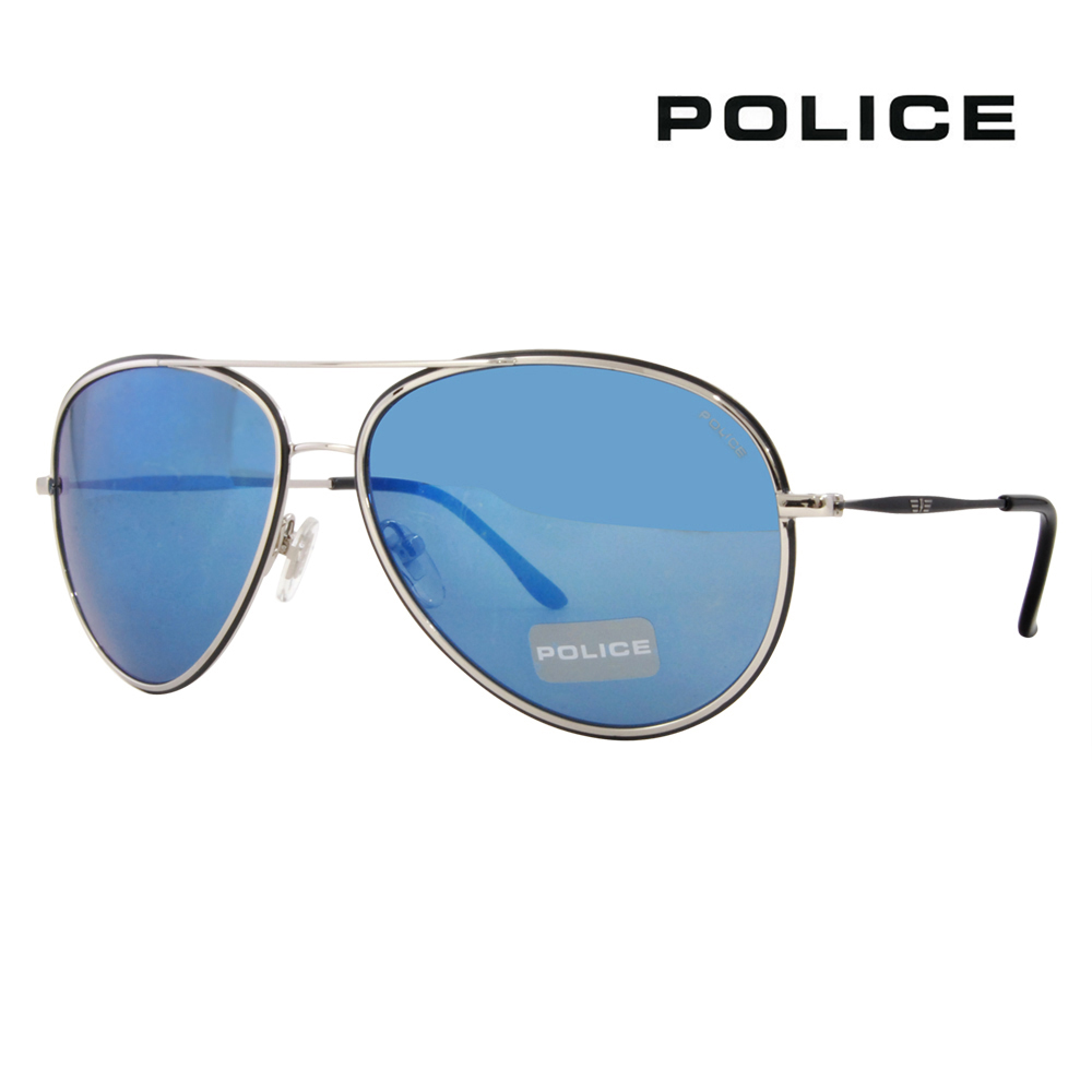 POLICE クランクベイト 青/白 限定品 POLICE ポリス S8299I 583B 61 メガネフレーム サングラス