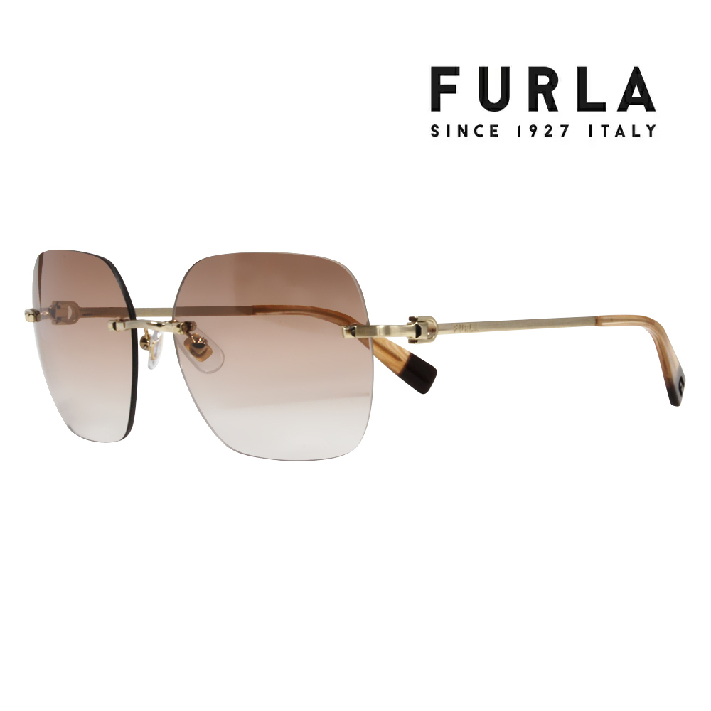 FURLA フルラ サングラス メガネ SFU571J 0383 57 ビックスクエア ジャパンモデル レディース 紫外線カット 縁なし ツーポイント  リムレス
