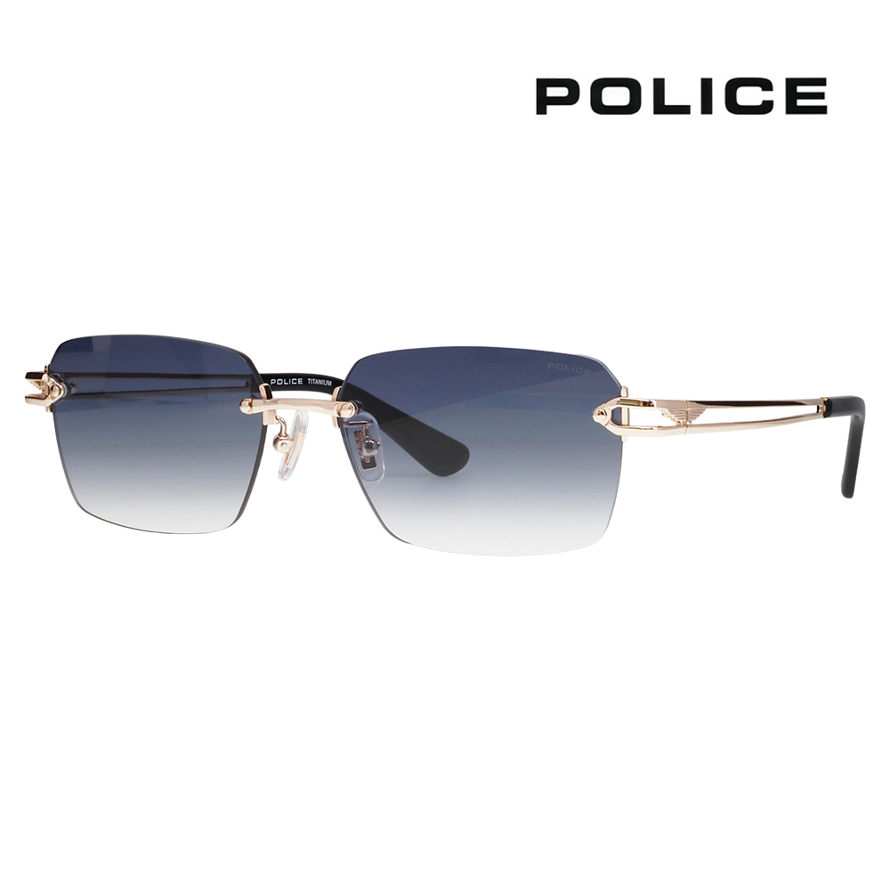 ポリス POLICE サングラス SPLT68J 0300 56 リムレス ツーポイント スクエア βチタン 伊達眼鏡 メガネ | POLICE
