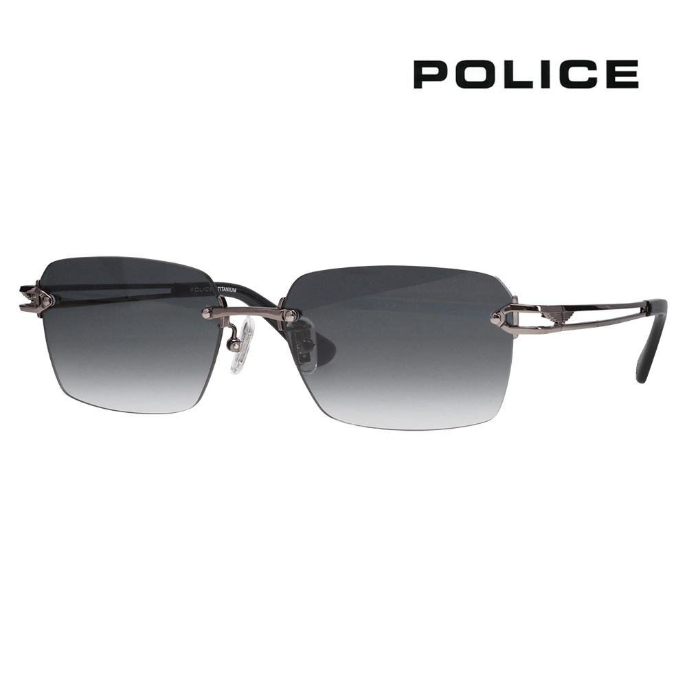 ポリス POLICE サングラス SPLT68J 0568 56 リムレス ツーポイント スクエア βチタン 伊達眼鏡 メガネ | POLICE