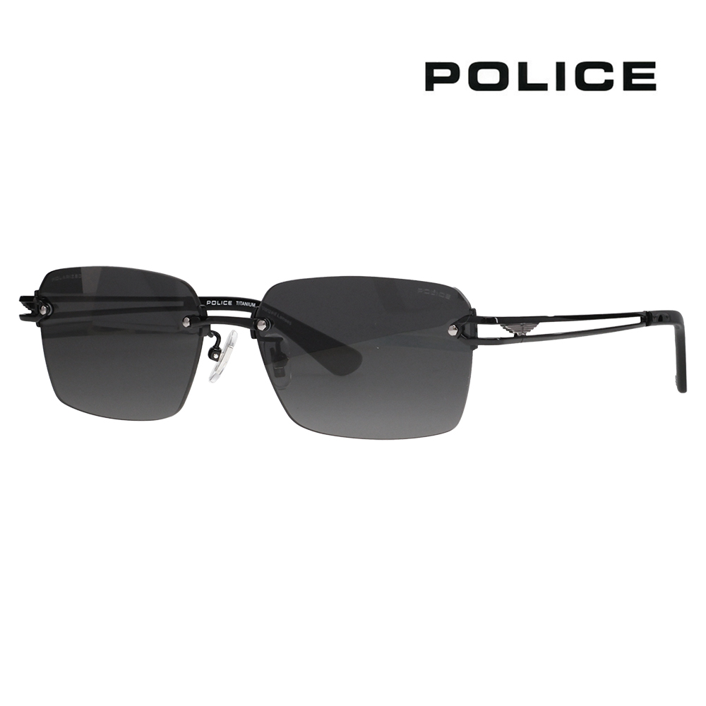 ポリス POLICE サングラス SPLT68J 530P 56 リムレス ツーポイント スクエア βチタン 偏光 伊達眼鏡 メガネ | POLICE