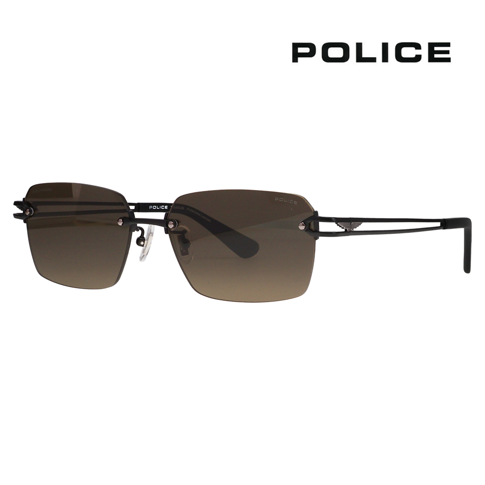 ポリス POLICE サングラス SPLT68J 531P 56 リムレス ツーポイント スクエア βチタン 偏光 伊達眼鏡 メガネ | POLICE