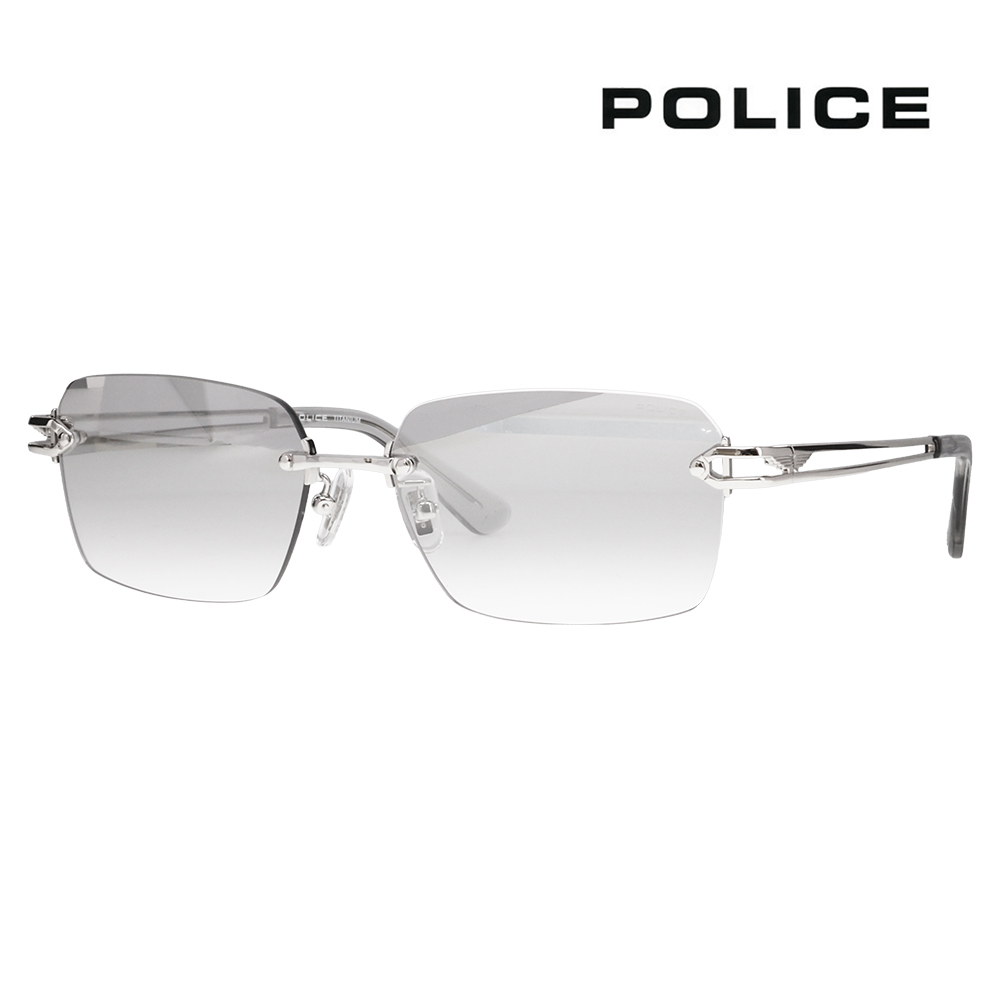 ポリス POLICE サングラス SPLT68J 583X 56 リムレス ツーポイント スクエア βチタン 伊達眼鏡 メガネ | POLICE