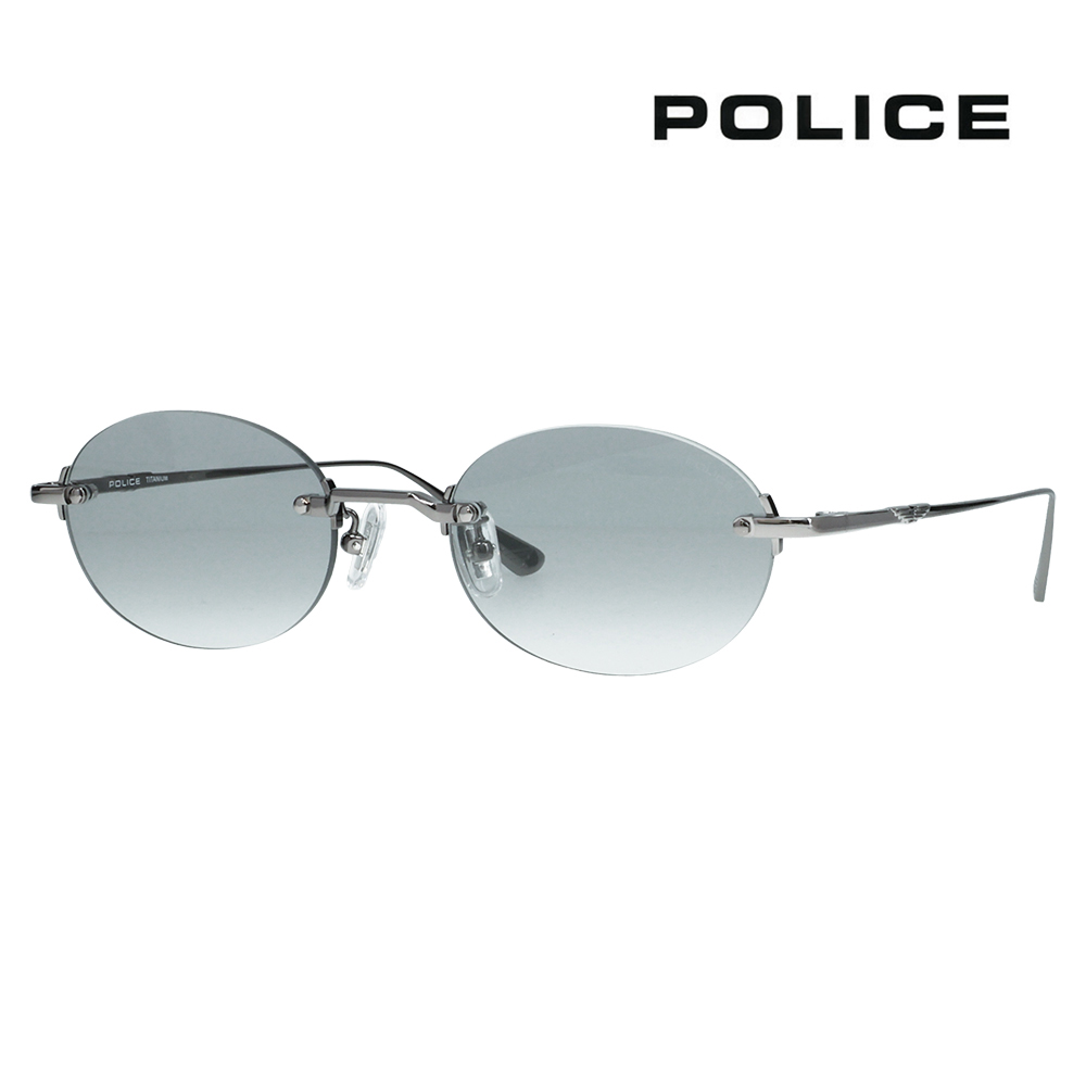 ポリス POLICE サングラス SPLT69J 0568 51 リムレス ツーポイント オーバル βチタン 伊達眼鏡 メガネ | POLICE
