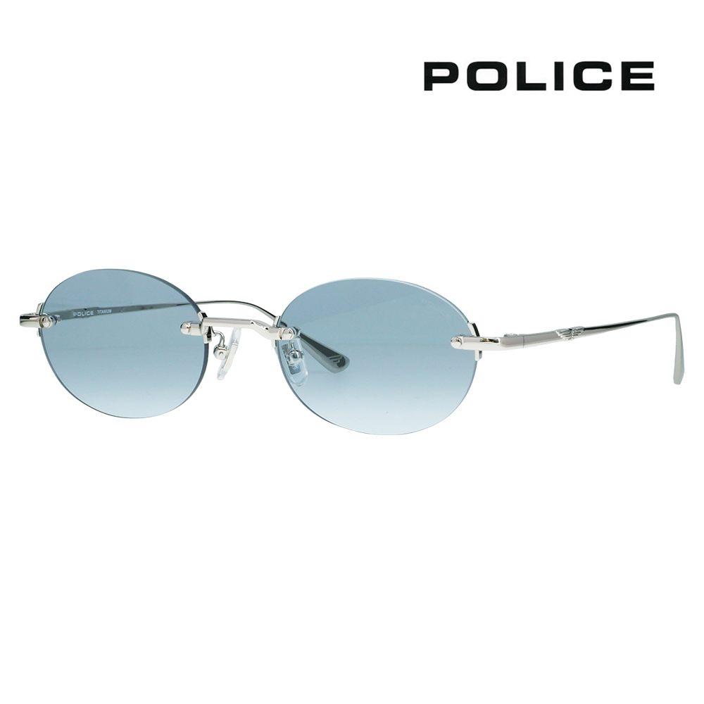 ポリス POLICE サングラス SPLT69J 0583 51 リムレス ツーポイント オーバル βチタン 伊達眼鏡 メガネ | POLICE