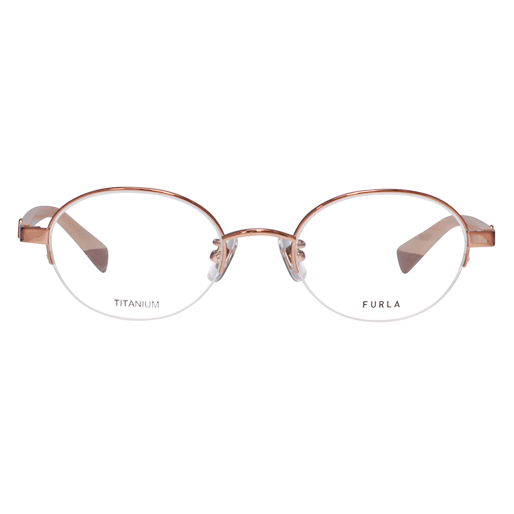 FURLA フルラ 眼鏡 伊達メガネ VFU964J 08F4 49 オーバル ナイロール チタン ジャパンモデル レディース | FURLA | 01