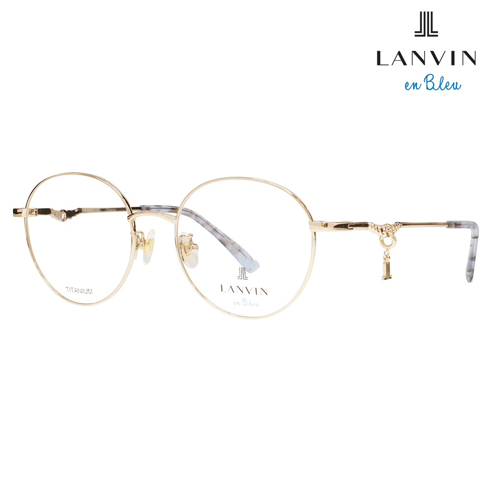 LANVIN en bleu ランバンオンブルー 眼鏡 伊達メガネ VLB006J 0I88 51 チャーム ラウンド メタル ジャパンモデル レディース