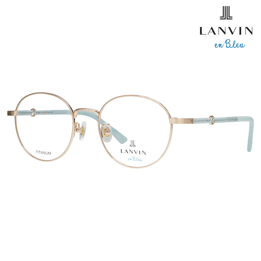 LANVIN en Bleu ランバンオンブルー 眼鏡 伊達メガネ VLB017J 0K3W 50 ラウンド メタル チタン ジャパンモデル レディース