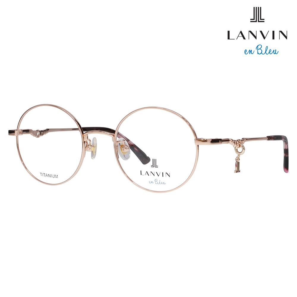 LANVIN en Bleu ランバンオンブルー 眼鏡 伊達メガネ VLB020J 02AM 48 JLロゴチャーム ラウンド メタル ジャパンモデル レディース