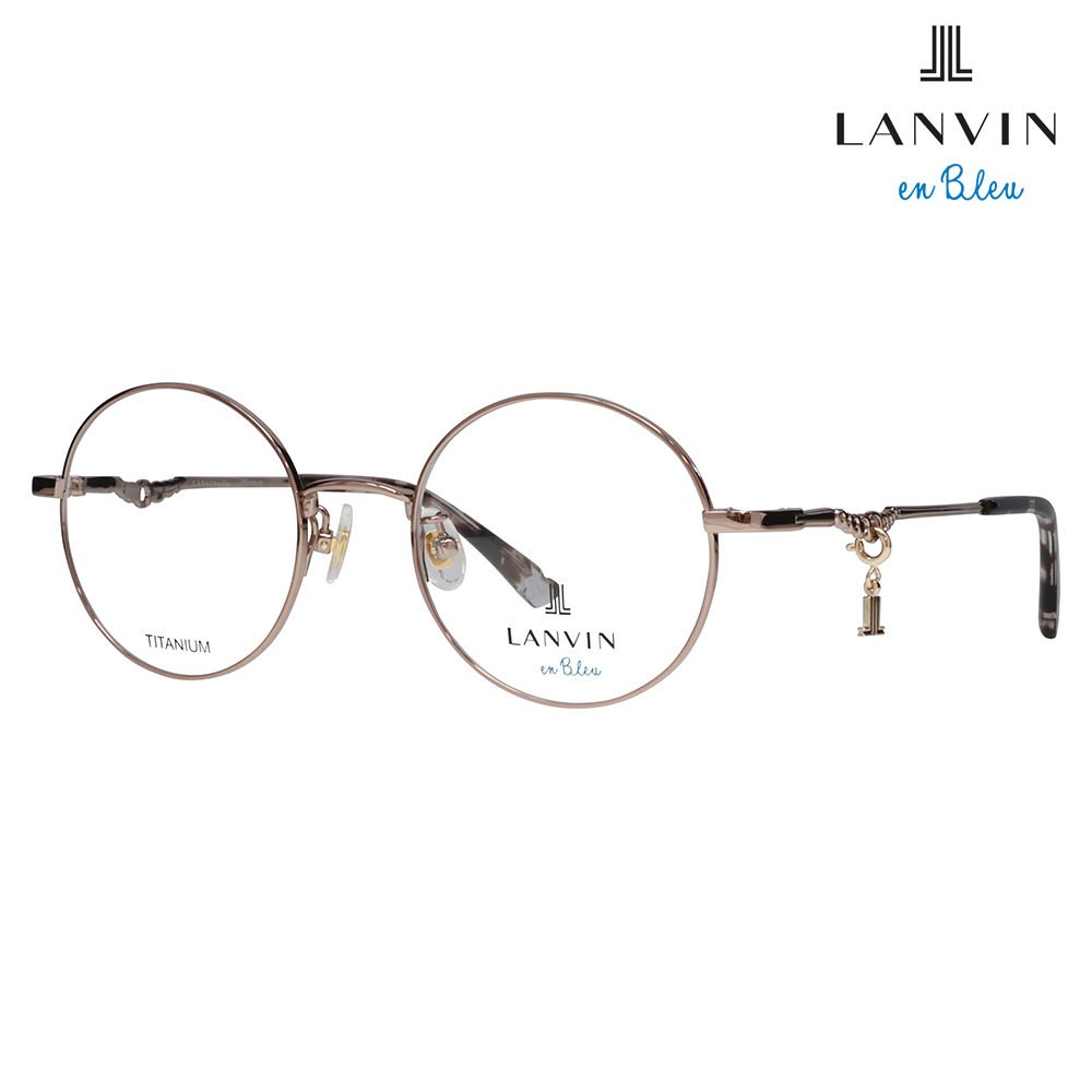 LANVIN en Bleu ランバンオンブルー 眼鏡 伊達メガネ VLB020J 0C1L 48 JLロゴチャーム ラウンド メタル ジャパンモデル レディース