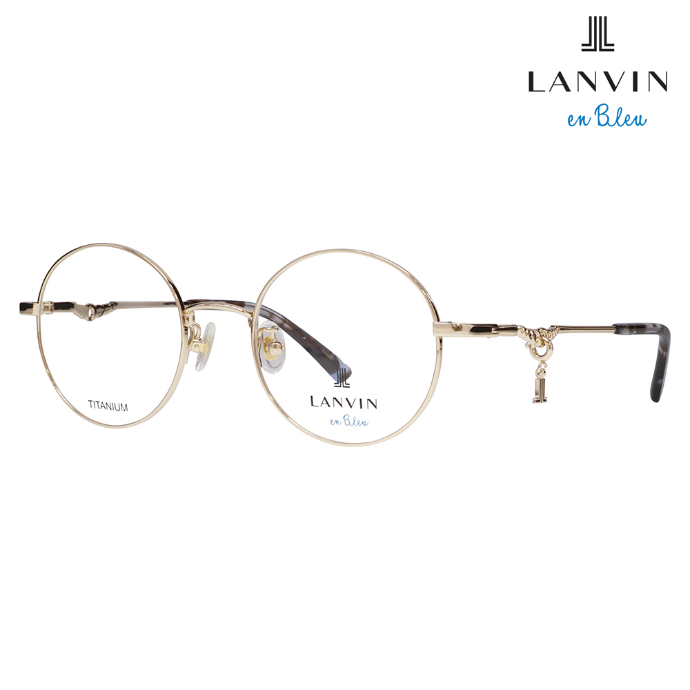 LANVIN en Bleu ランバンオンブルー 眼鏡 伊達メガネ VLB020J 0I88 48 JLロゴチャーム ラウンド メタル ジャパンモデル レディース