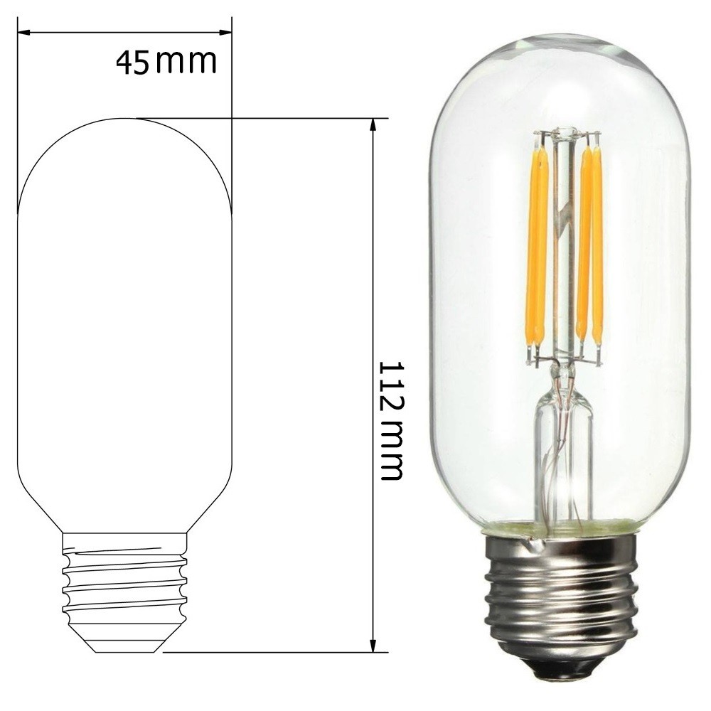 LED電球 エジソン クリアガラス フィラメント 4W e26 電球色 15個 LED フィラメント電球 E26口金 T45 電球色 4W エジソン電球