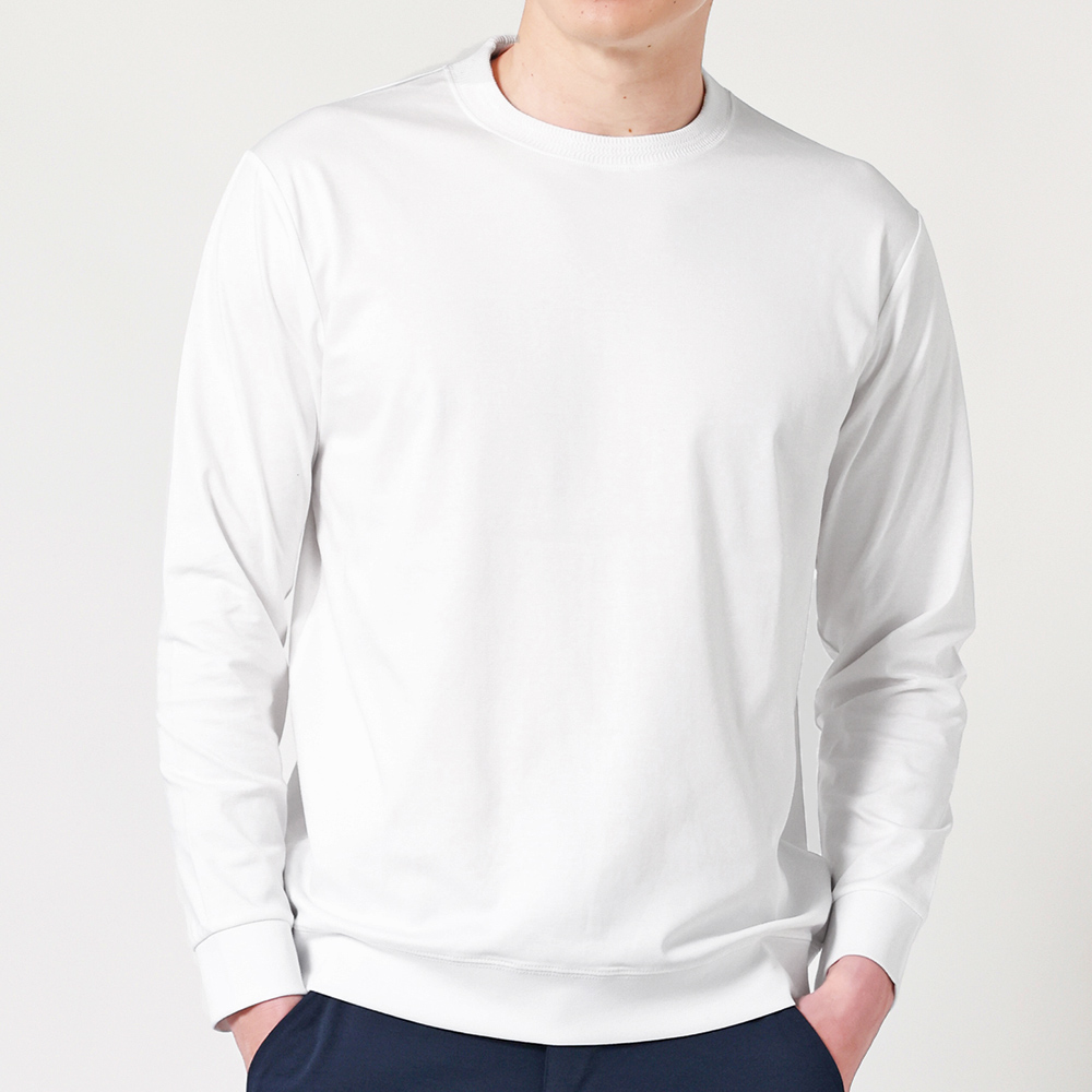 プレミアム ドレスTシャツ メンズ 長袖 襟高 リブ 上品 ビジネス オフィス ストレッチ インナー...