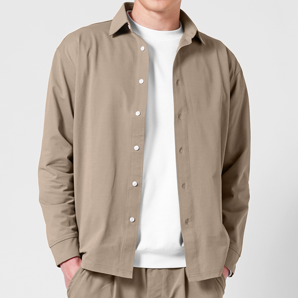 URBAN SQUARE シャツアウター メンズ ストレッチ 通気性 長袖