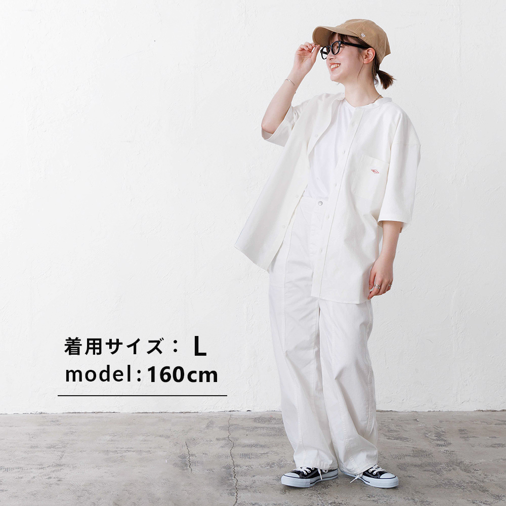 オックスシャツ 半袖 メンズ バンドカラー レディース ユニセックス シャツ 涼しい ロゴ 胸ポケット カジュアル シンプル きれいめ 綿100% 夏 羽織 BALL 54509 | BALL（アパレル） | 13