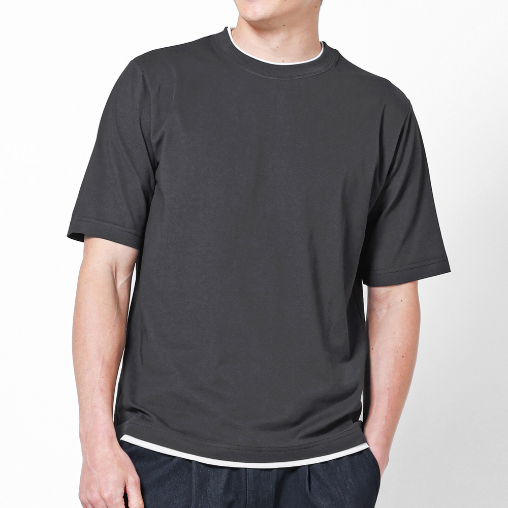 URBAN SQUARE 半袖 Tシャツ メンズ 鹿の子 フェイクレイヤード