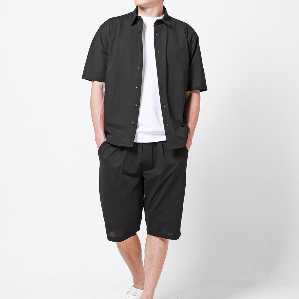URBAN SQUARE セットアップ 半袖シャツ フルオープンシャツ