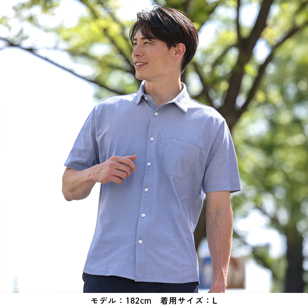 URBAN SQUARE 半袖 シャツ メンズ 鹿の子 レギュラーカラー 接触