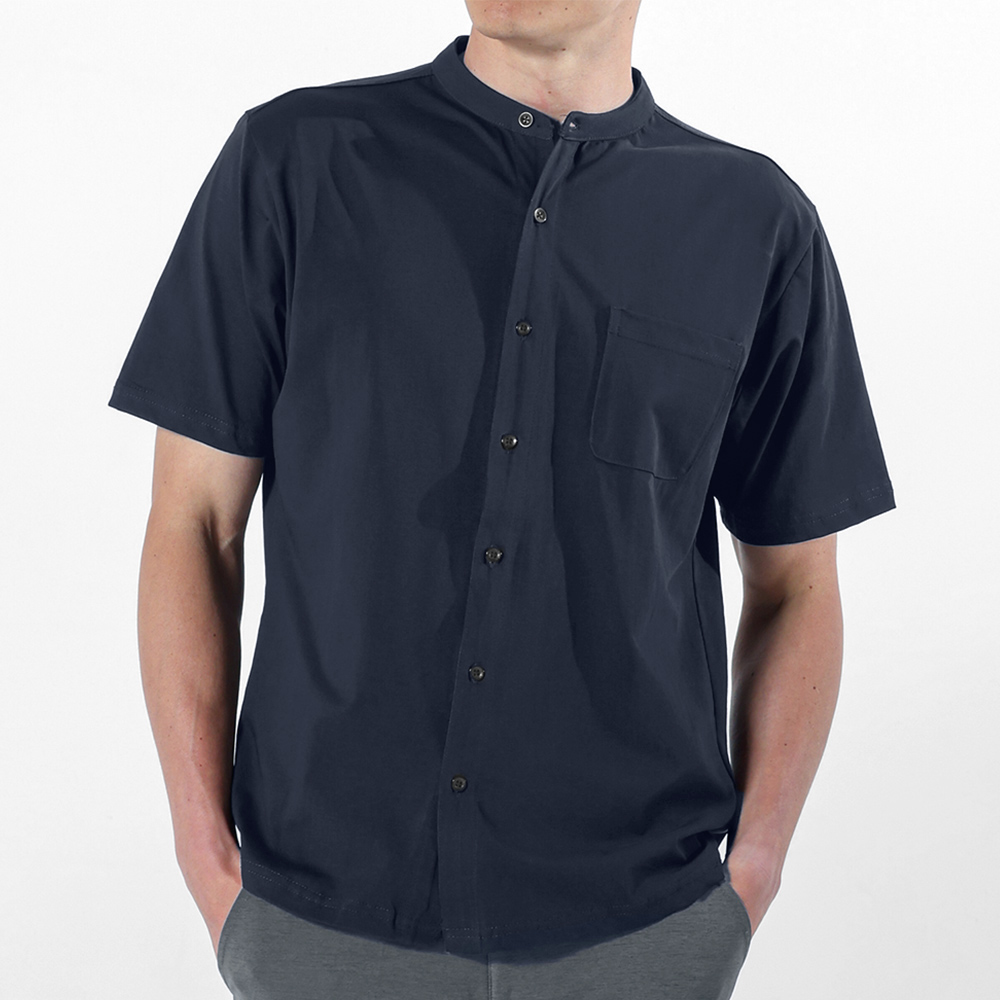 URBAN SQUARE シャツ 半袖 メンズ バンドカラー 接触冷感 涼しい