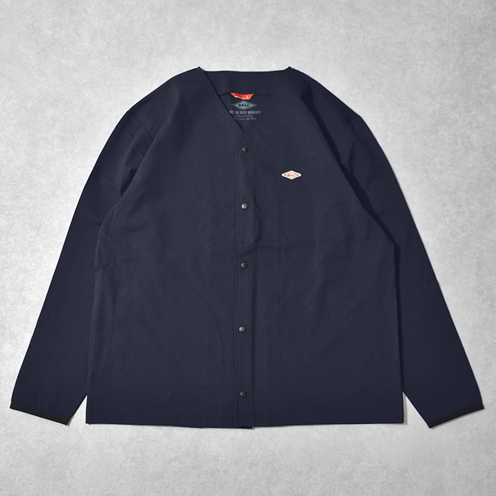 BALL ノーカラージャケット メンズ 吸汗速乾 ストレッチ 長袖 UVカット