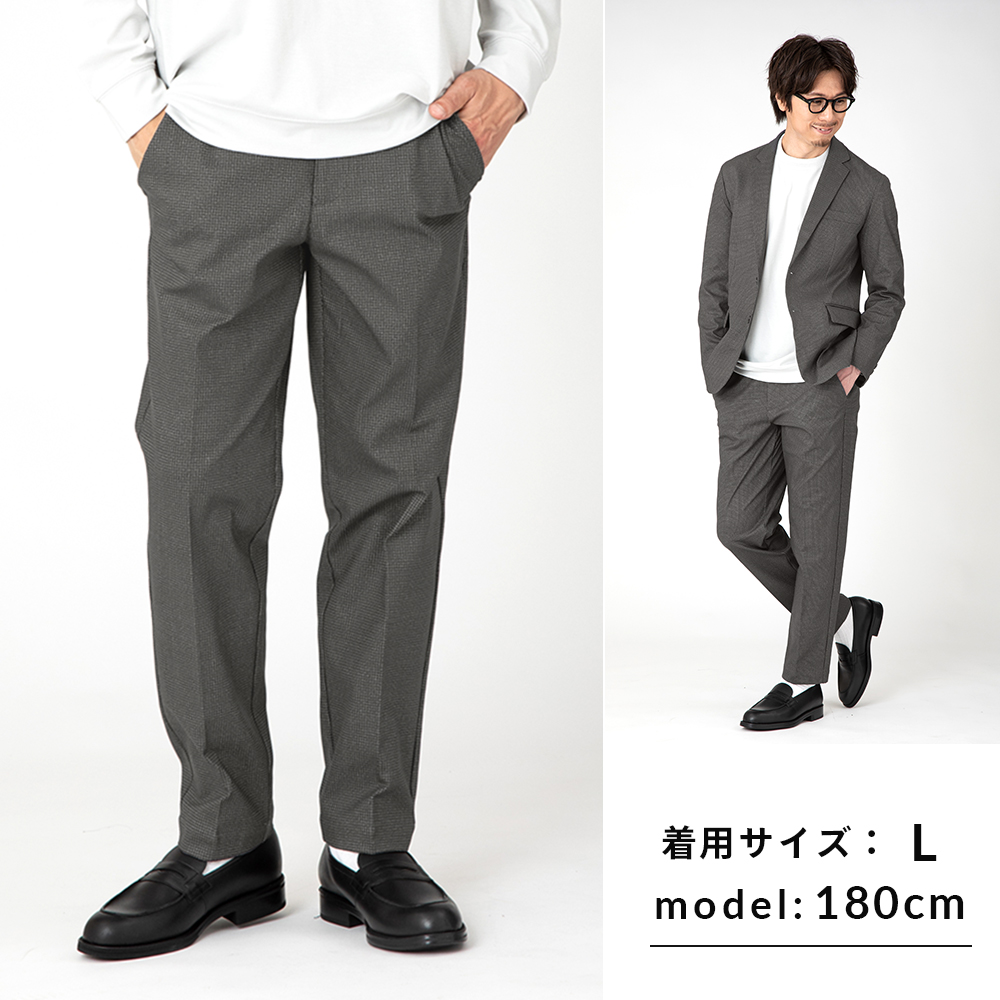 URBAN SQUARE スラックス メンズ チェック柄 ストレッチ 吸汗速