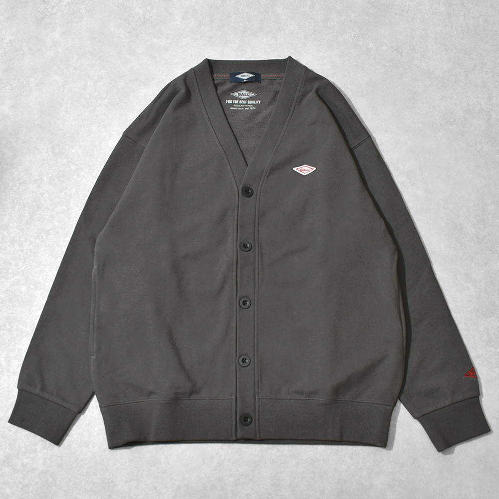 BALL カーディガン メンズ 厚手 秋冬 無地 ゆったり 長袖 裏毛