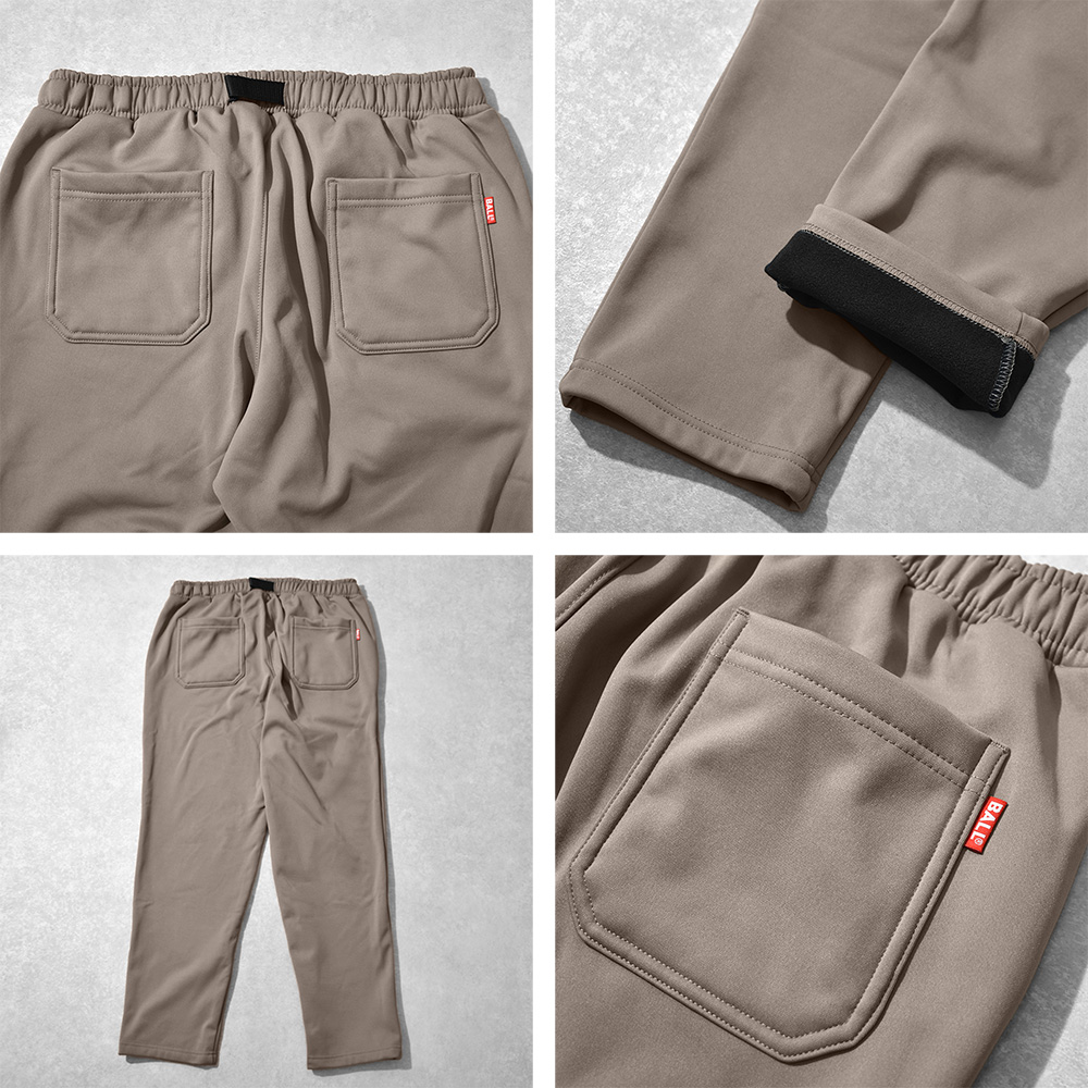 BALL クライミングパンツ 裏フリース メンズ ストレッチ ロゴ