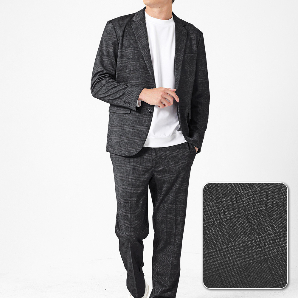 ダーバン/ヘリンボーン2Bジャケット×スラックス/日本製/セットアップ/ルク混 URBAN SQUARE（アーバンスクエア） セットアップ ストレッチ伸縮 上下