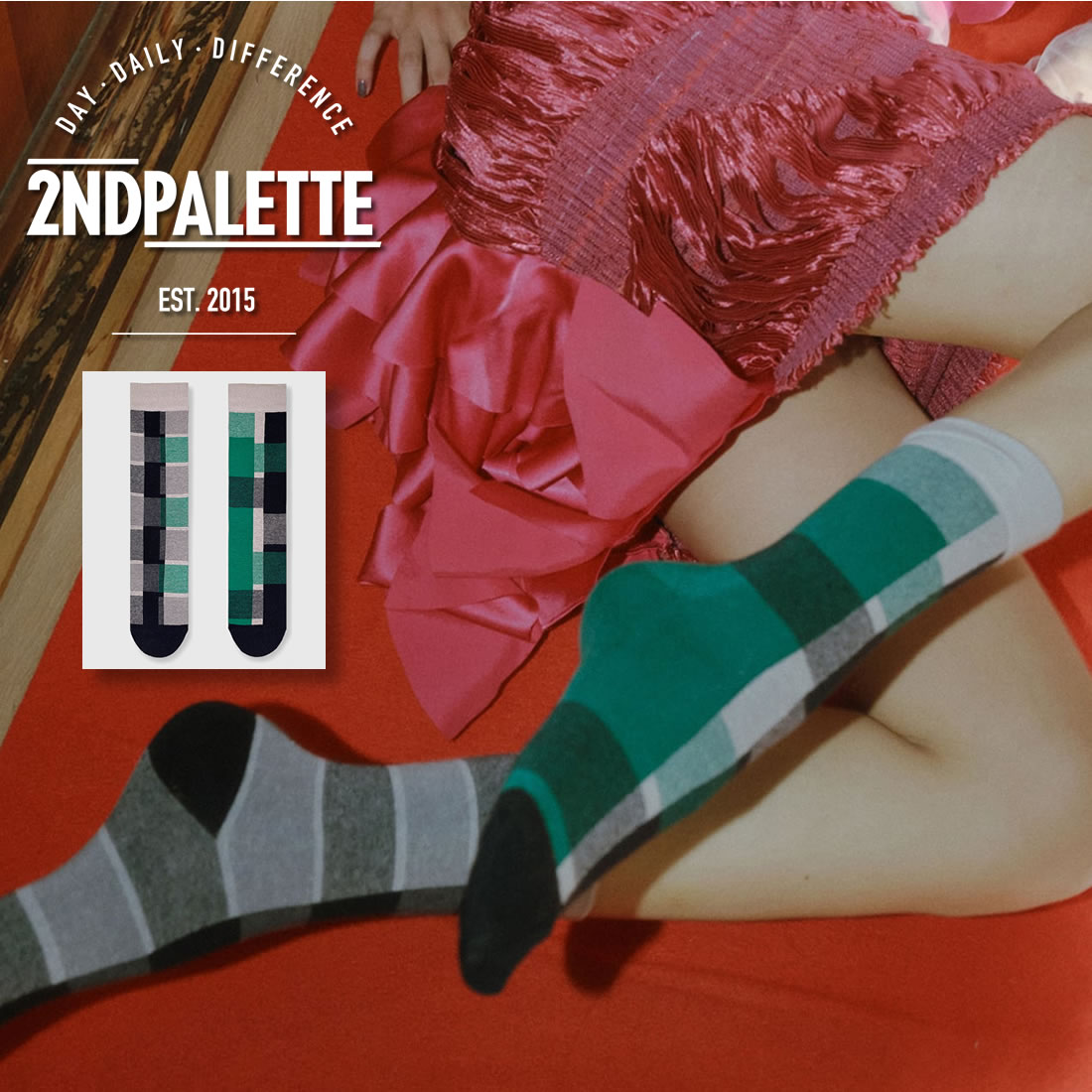 セカンドパレット ドリズル クルーソックス 2nd PALETTE 左右非対称