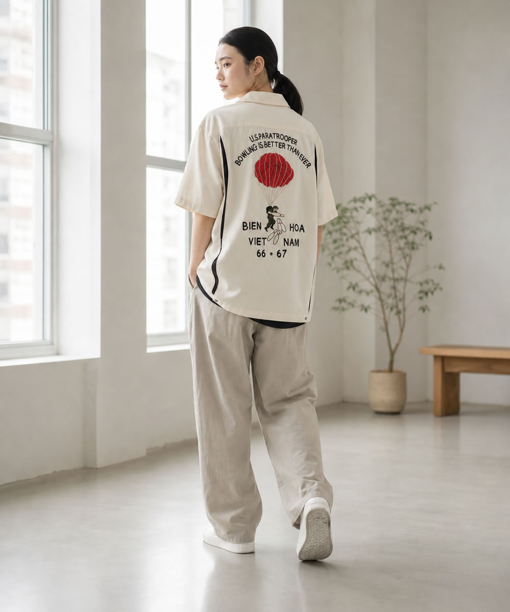 HOUSTON（ヒューストン） 半袖 ボウリングシャツ PARATROOPER