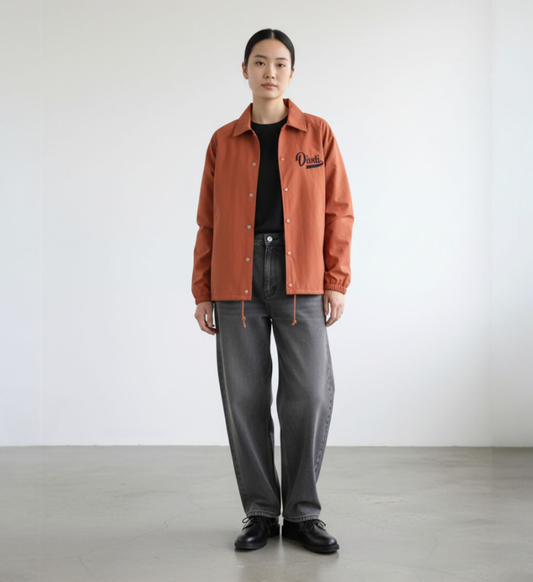 フロント スナップボタン ダブルファスナー