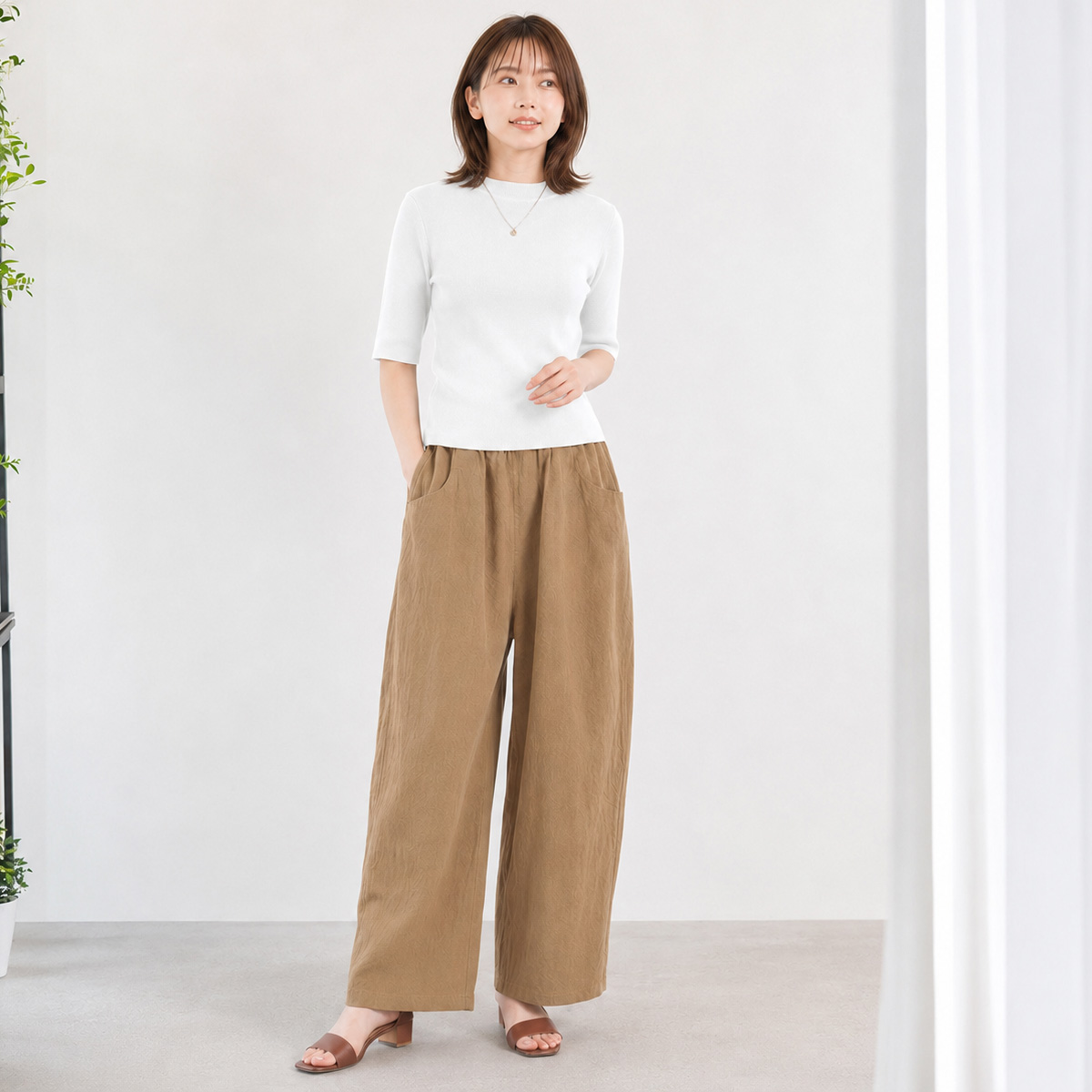 cloche（クロッシェ） コンパクトニット CLOCHE 5分袖 ニット トップス 