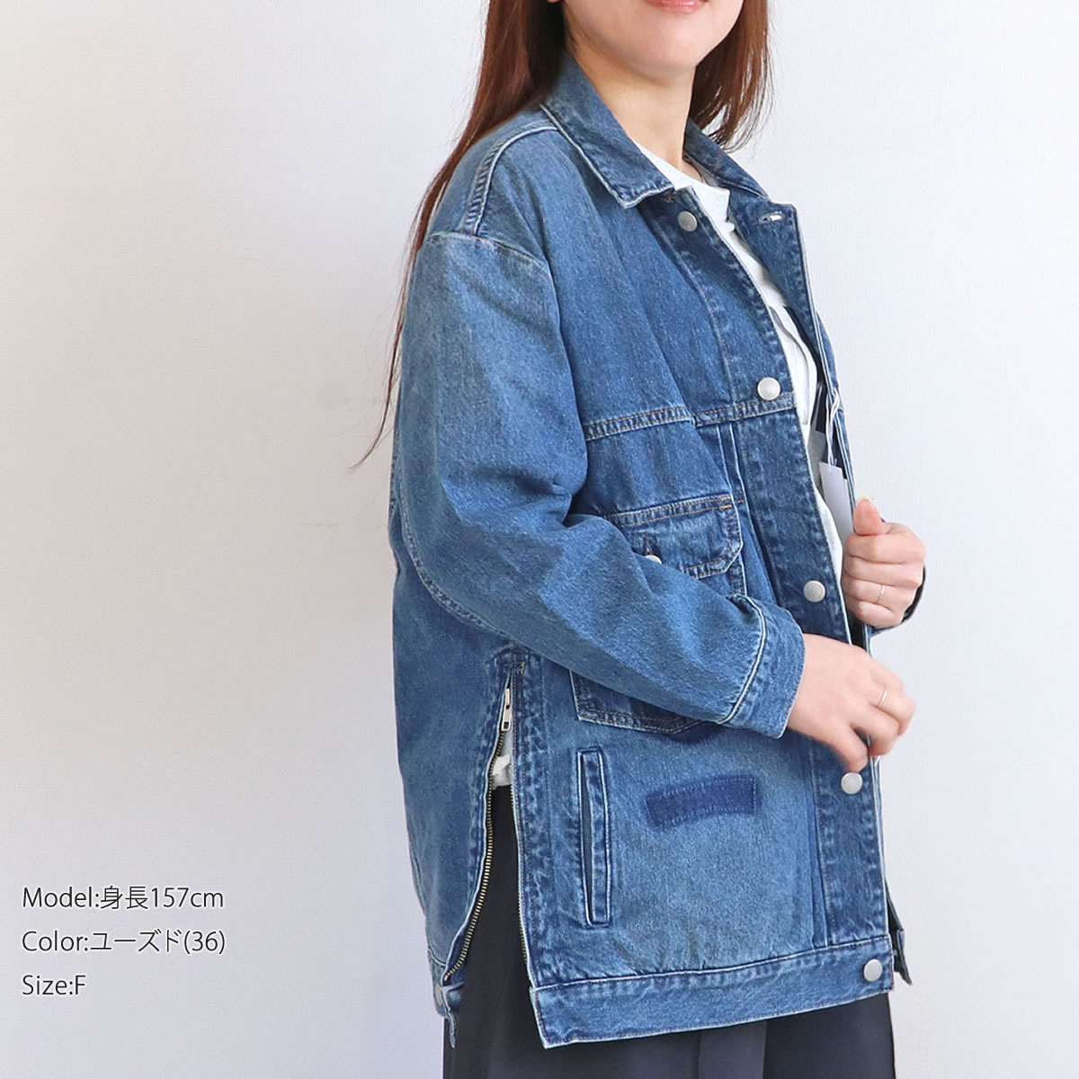 デニムジャケット ANTGAUGE アントゲージ サイドジップGジャン ( AA730 ) ジージャン メンズライク ジャケット アウター コート ブルゾン オーバーサイズ サイドジップ レディース ユーズド 羽織り おしゃれ アーベン 抜け感 おしゃれ 大人カジュアル アーベン 2025年 ANTGAUGE（アントゲージ） デニムジャケット サイドジップGジャン