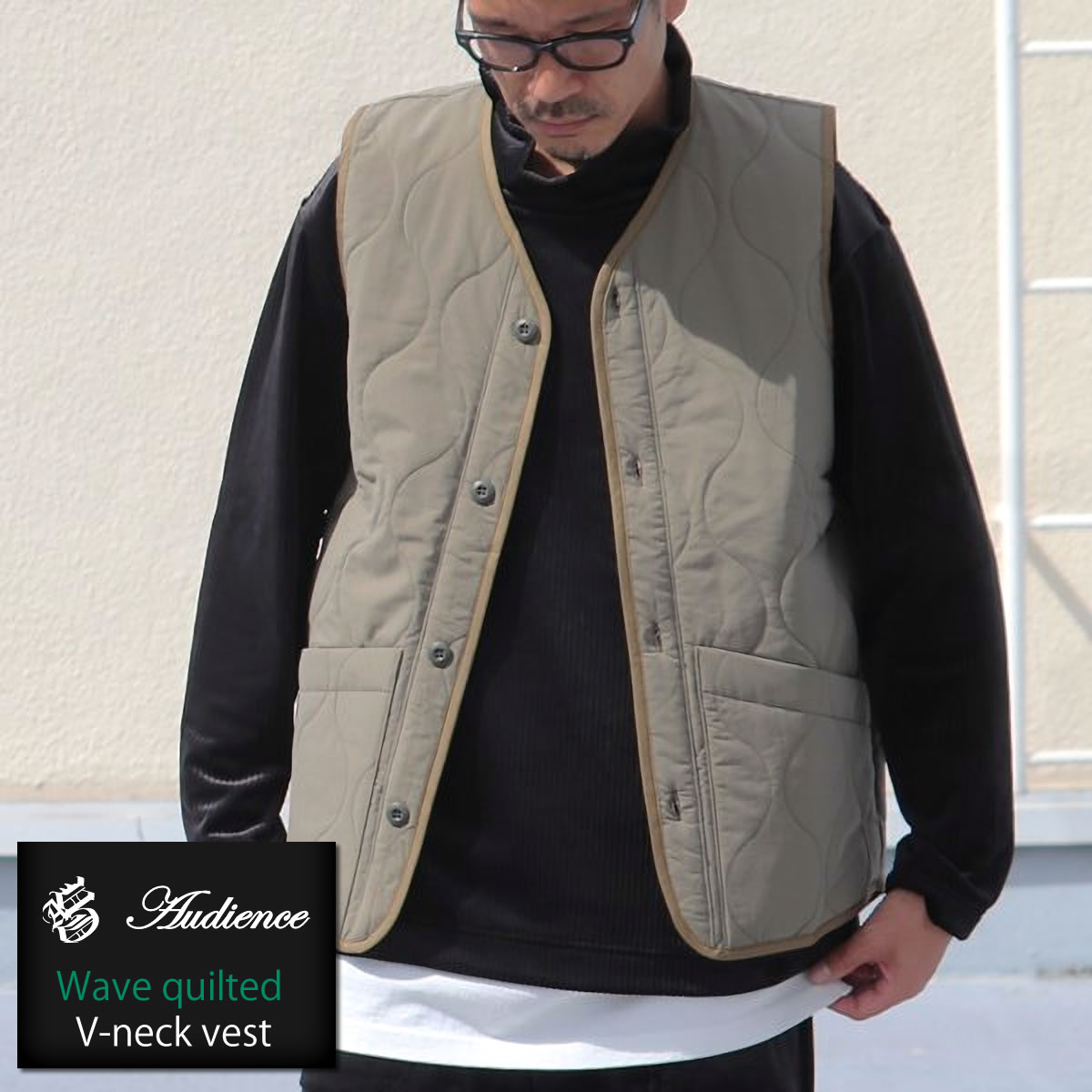 Audience（オーディエンス） アウター ウェーブキルト Vネック ベスト