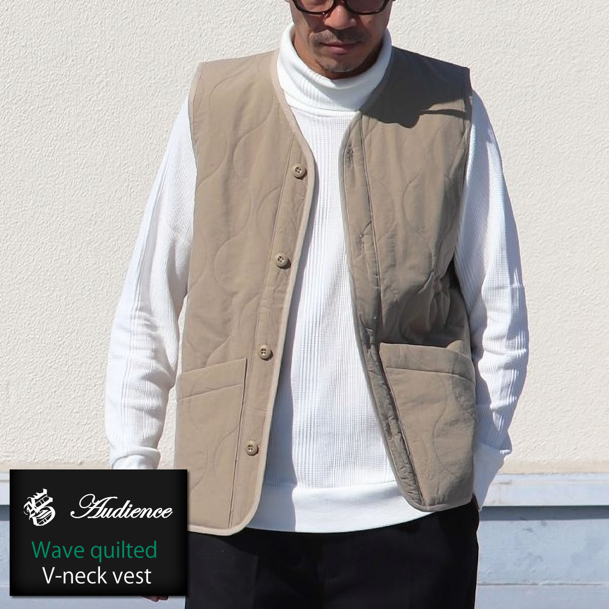 Audience（オーディエンス） アウター ウェーブキルト Vネック ベスト