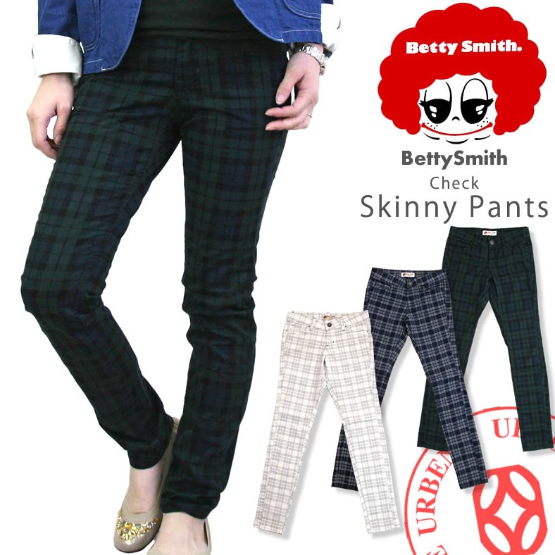 新品タグ付き‼️BettySmith カジュアルパンツ チェック ストレッチ Betty Smith ベティスミス チェック柄 ペインター バギー パンツ