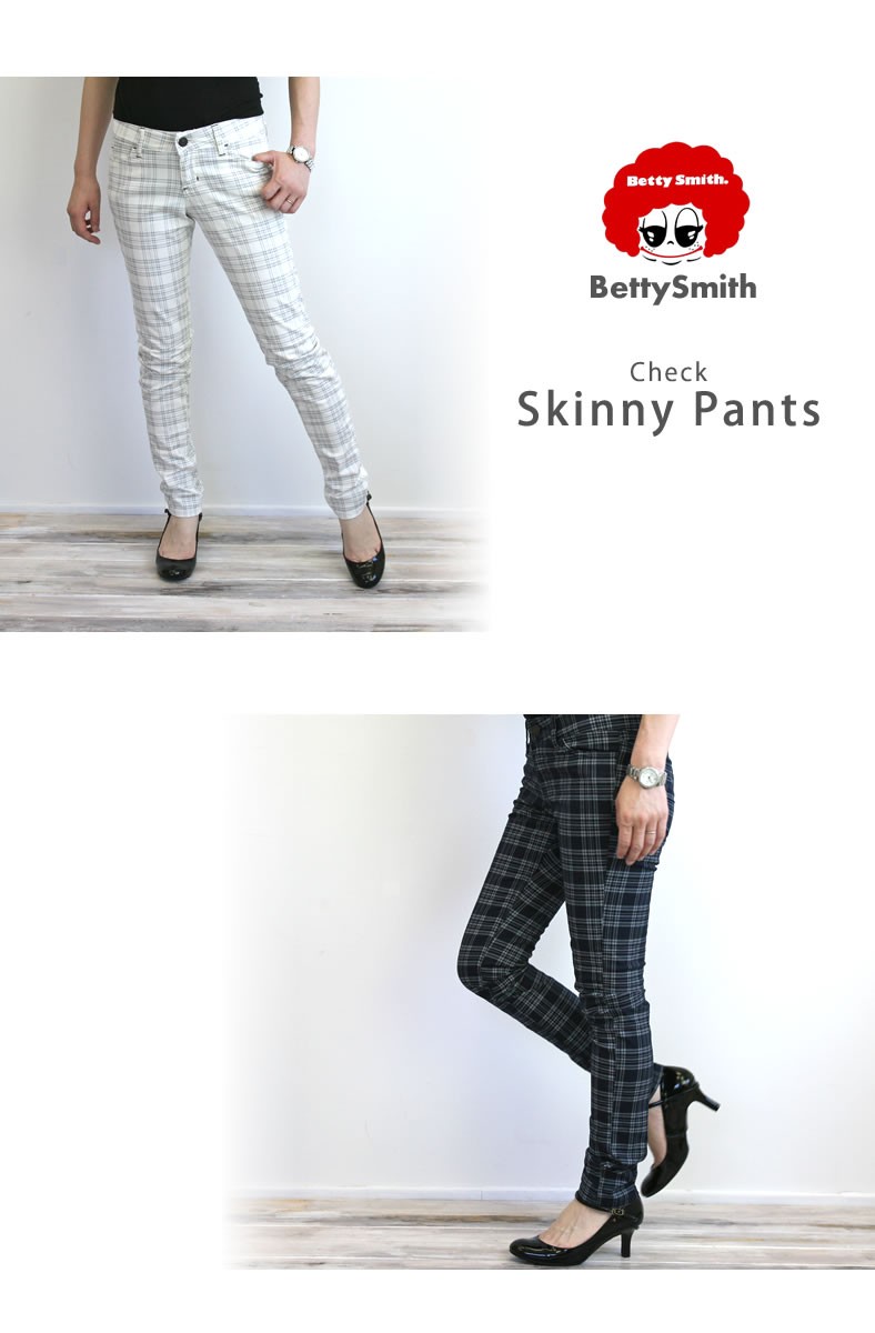 新品タグ付き‼️BettySmith カジュアルパンツ チェック ストレッチ Betty Smith ベティスミス チェック柄 ペインター バギー パンツ